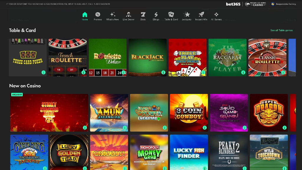 bet365 Casino PA games